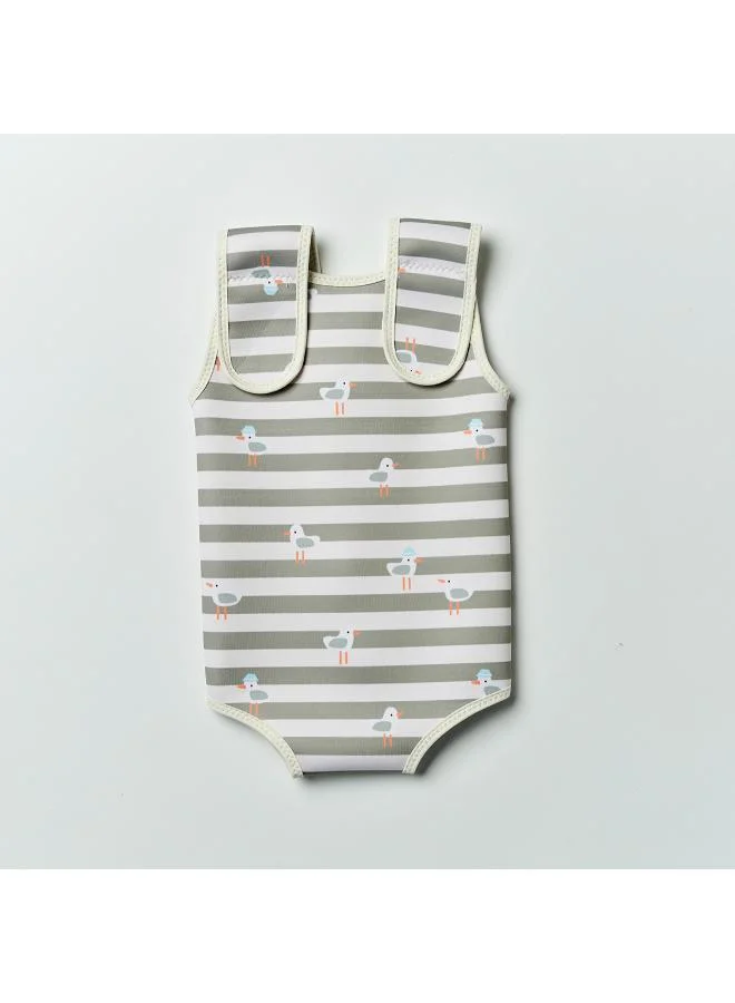 ساني لايف بدلة سباحة للأطفال من المطاط الطبيعي سامي النورس مخطط أخضر